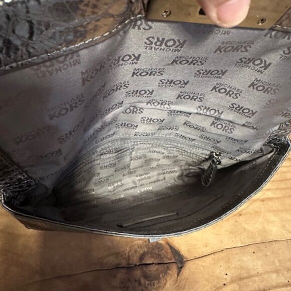 Michael Kors Parker Medium Metallic Snake-Embossed Leather Shoulder Bag - Picture 4 of 10